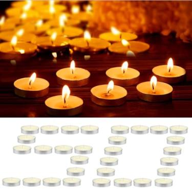 Imagem de WIKIMO Velas de chá sem cheiro, pacote com 50, mini velas votivas brancas, sem fumaça para decoração de casa, piscina, shabat, casamento, emergências, Natal, Halloween, festas, spas