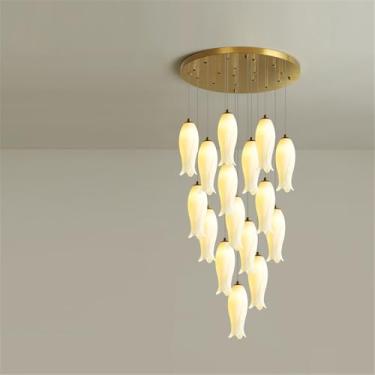 Imagem de OUFULA Contemporâneo Girar Escada Pendente Lâmpada LED Moda Criatividade Sala Restaurante Quarto Villa Hotel Edifício Duplex Candelabro (D A 16 luzes)