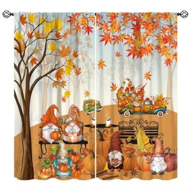Imagem de Cortinas rústicas de outono anões folha de bordo carro fazenda outono colheita abóbora decoração haste bolso tratamentos de janela para restaurante adultos crianças quarto sala cozinha café cortinas