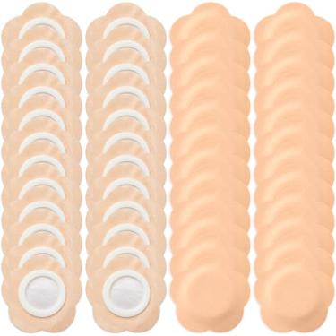 Imagem de Winsyison 50 pacotes de óleo de rícino descartáveis, almofadas autoadesivas de umbigo de algodão orgânico, adesivos de óleo de rícino altamente absorventes para abdômen e joelhos - cor da pele