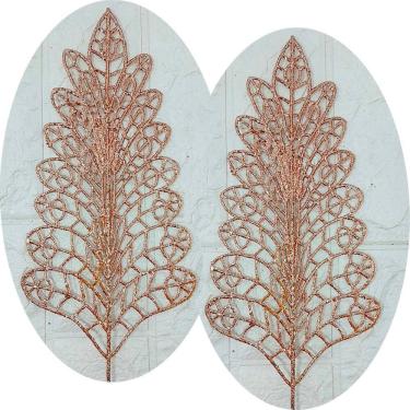 Imagem de Folhas Flores Árvore Natal Gliter Rose Gold 40cm Kit 12pçs