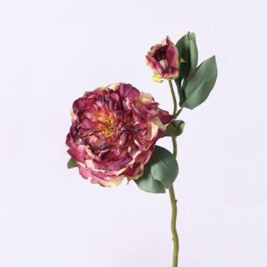 Imagem de Flores artificiais, peônia, rosa, flores de seda para casamento, mesa, festa, buquê, arranjos de flores falsas, decoração de mesa para casa (1 peça/rosa vermelha)