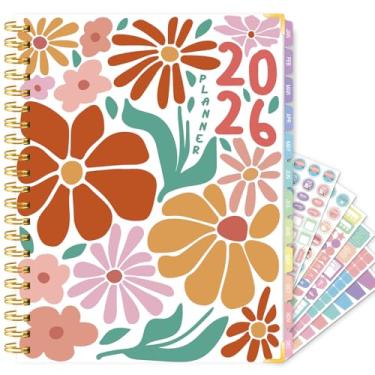 Imagem de GuassLee Planner 2026 diário, semanal e mensal - Agenda A4 grande de janeiro de 2026 a dezembro de 2026, livro de agenda de professores de estética de 22,4 x 29 cm com bolso traseiro, adesivos, abas