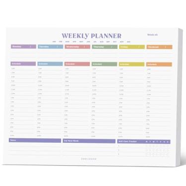 Imagem de Bloco de notas planejador semanal, bloco removível de 21,6 x 28 cm – 70 folhas sem data, organizador de deck de agenda diária com prioridades, lista de tarefas e lista de verificação para escola