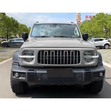 Imagem de Grade de para-choque de carro tiras decorativas kit de corpo de grade de corrida grade de para-choque dianteiro compatível com parte externa do tanque 300 (cinza)