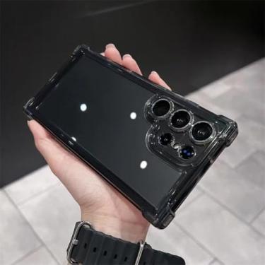 Imagem de Capa de acrílico rígida de luxo transparente à prova de choque para Samsung Galaxy S24 S23 S22 Fe Plus S25 Ultra A34 A54 A15 A25 A35 A55 A53 5g (para S22/preto)