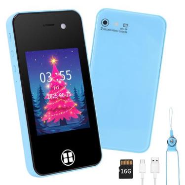 Imagem de Smartphone ANTUMKDS Kids com câmera dupla, cartão SD de 16 GB azul 4-8