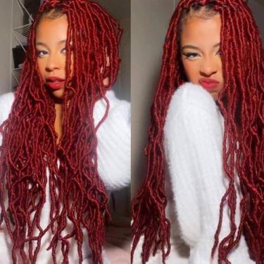 Imagem de Faux Locs Crochet Hair Aayubb Burgundy Soft Locs 66 cm, 7 pacotes