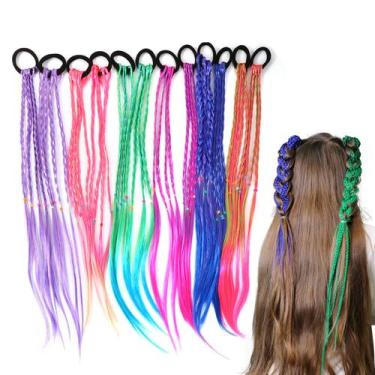 Imagem de Extensões de cabelo Berchaoki 43cm Rainbow Synthetic x12