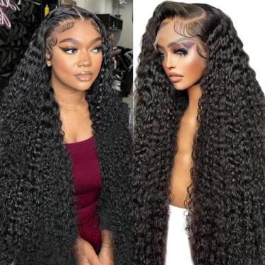 Imagem de Perucas JTMMP Deep Wave Lace Front, cabelo humano de 24 polegadas, 200