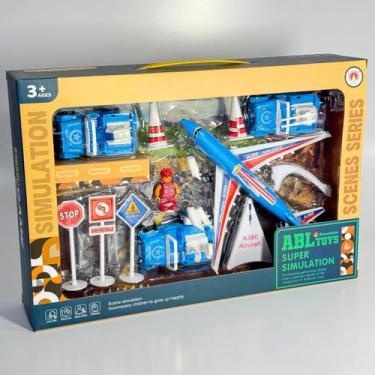 Imagem de Brinquedo conjunto aviao de plastico, c/ motor a friccao, c/ acessorio