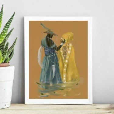 Imagem de Quadro Candomblé Oxum E Logun 33X24Cm - Com Vidro