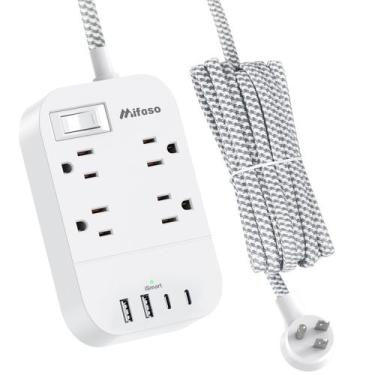 Imagem de Cabo de extensão Power Strip Mifaso de 15 pés com USB C 4 tomadas 4 US