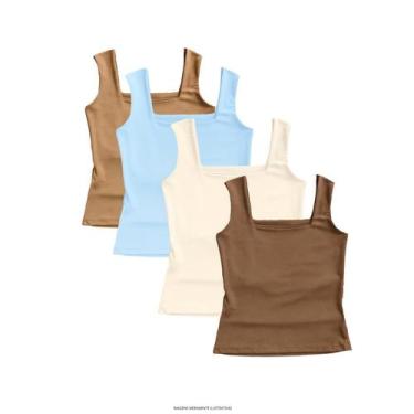 Imagem de Kit 4 Regata Lisa Feminina Elegante Suplex Verão - Blitz Feminina, Beg