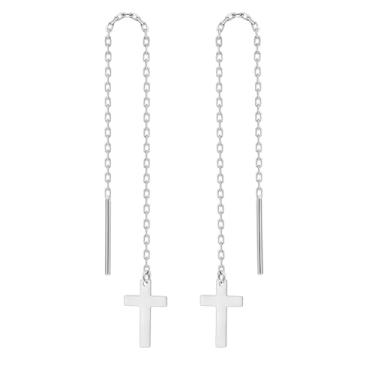 Imagem de SIPURIS Brincos pendentes de cruz para mulheres, brincos pendurados, brincos de cruz para aniversário, casamento, One Size, Aço inoxidável, Sem pedra preciosa