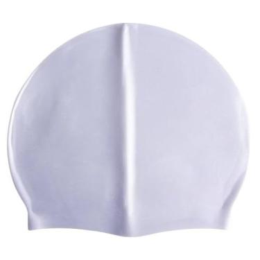 Imagem de Touca para Natação de Silicone Impermeável Swimmer Lisa Adulta Juvenil (Prata)