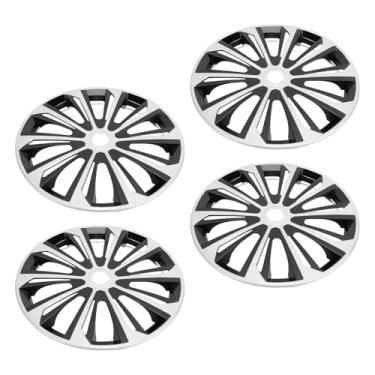 Imagem de POCREATION Capas de Roda de Calota, Conjunto de 4 15 Polegadas Preto e Prata, Ajuste Universal para Rodas de Aço de 14 Polegadas, Plástico ABS Com Design Moderno, Proteção contra
