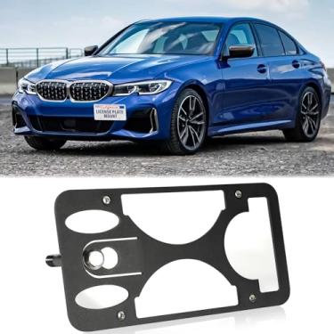 Imagem de Suporte de placa de carro para para-choque dianteiro compatível com BMW M340i/330i/330i M-Sport 2020-2025, molduras para placa de licença frontal sem furadeira, gancho de reboque, suporte de placa de
