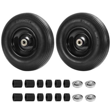 Imagem de Parts Camp Pneus e rodas de carrinho de mão de 33.0 cm 4.00-6 pneus pneumáticos com furo de 5/20.3 cm e 3/10.2 cm e furo de furo e cubo centralizado de 4.4 cm para carrinhos de mão/vagões/carrinhos