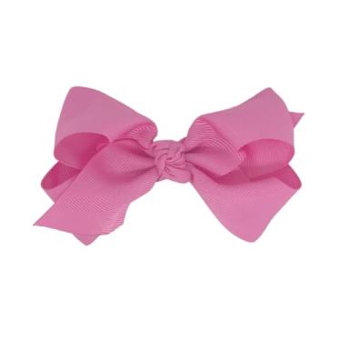 Imagem de Laço Boutique Infantil Tamanho P 7x3 Cm em Gorgorão com Presilha Bico de Pato e Diversas Cores (Rosa Chiclete)