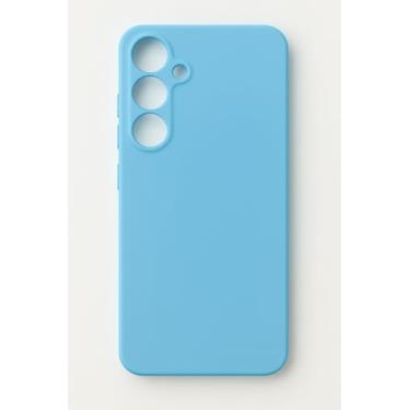 Imagem de Compativel com Samsung Galaxy S25 FE - Capinha Capa Case Silicone Macia Veludo Forro Interno Premium Com Proteção De Câmera Azul Piscina