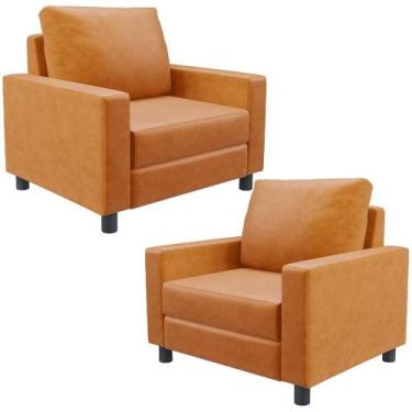 Imagem de Kit 02 Poltronas Malta material sintético Whisky - LYAM DECOR