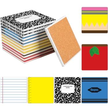 Imagem de Vesici 24 peças de presentes de agradecimento de professores em massa porta-copos de professores para mesa porta-copos absorventes de cerâmica com base de cortiça, conjunto de tapete de copo de