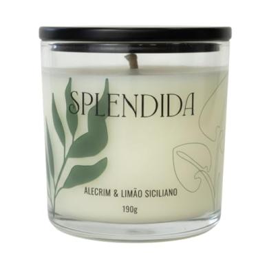 Imagem de Splendida Vela Aromática De Alecrim & Limão Siciliano, Vidro Decorativo, Tampa Laqueada, Blend De Ceras Vegetais, 190g, Fragrância Cítrica Intensa, Cria Uma Atmosfera Revitalizante e Relaxante.