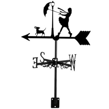 Imagem de Cata-vento de ferro vintage retrô preciso cata-vento resistente ao clima montagem no telhado metal quintal casa de fazenda indicadores de direção do vento ferro decoração de jardim, palhetas