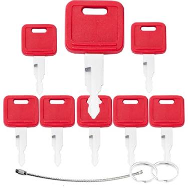 Imagem de 8 peças de substituição de chave de ignição vermelha H800 para escavadeira Jo-hn Deere Hita-chi/escavadeira de caixa/Fiat substitui AT194969 AT147803 4286465