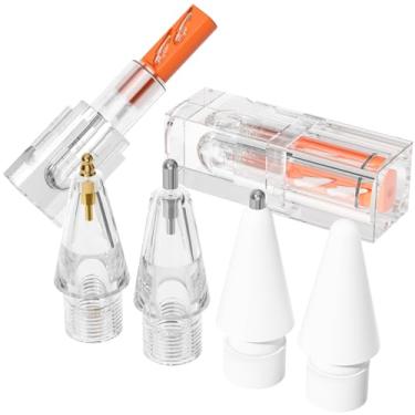 Imagem de AZF Pontas de substituição atualizadas para Apple Pencil Pro/USB-C/2ª geração/1ª geração (com caixa de armazenamento retrátil), pontas de lápis de substituição de metal mistas resistentes ao desgaste