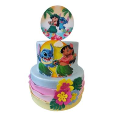 Imagem de Bolo Fake Lilo e Stitch Rosa - Catavento Festa dos Sonhos