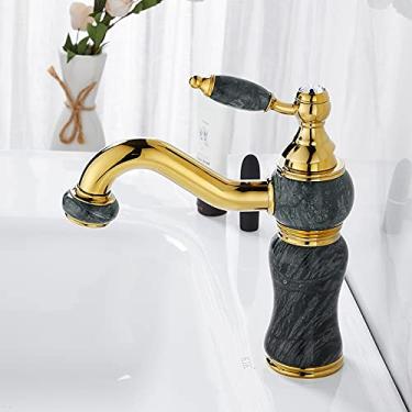 Imagem de RAUGAJ Torneiras, torneira de banheiro latão e mármore torneira de lavatório de banheiro misturador de água fria e quente torneira de pia torneira montada no convés/estilo 1
