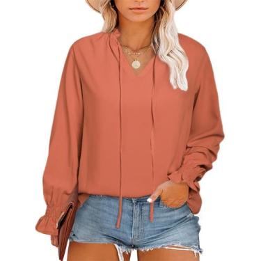 Imagem de Blusa feminina Eytino plus size de chiffon com decote em V, manga comp