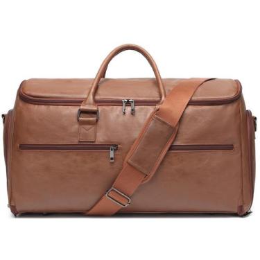 Imagem de Bolsa de roupas seyfocnia 2 em 1, mala suspensa, marrom de viagem