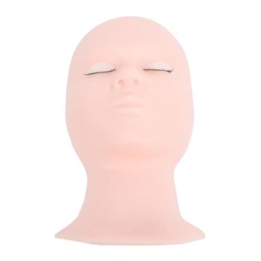 Imagem de Cabeça de manequim para cílios, cabeça de manequim de silicone com toque macio, pálpebras substituídas para extensão de cílios, prática de maquiagem, modelo de exibição de