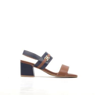 Imagem de Sandália Salto Bloco Fivela Couro - USAFLEX, Canela, 36