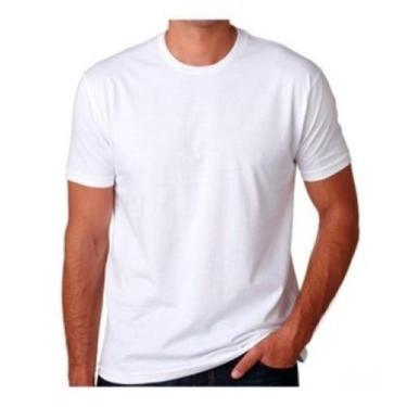 Imagem de Camiseta Branca Básica Masculina 100 Em Algodão Gola Redonda Manga Cur