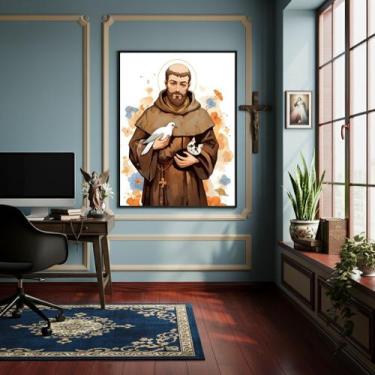 Imagem de Quadro São Francisco De Assis Aquarela - 70x50cm - Quadros On-line, Mo