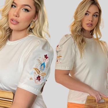 Imagem de Blusa Bordada Feminina Algodão com Elastano Princesa - NoBrand, Arabes