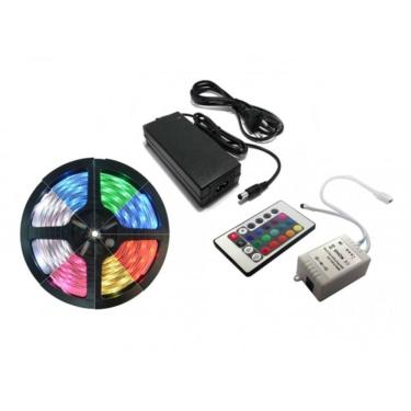 Imagem de Fita De Led 5050 Rgb Colorida Com Controle Ip20 Interna