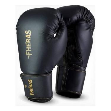 Imagem de Luva de Boxe Pro Golden - Fheras, Preto, Dourado, 12 ONÇAS