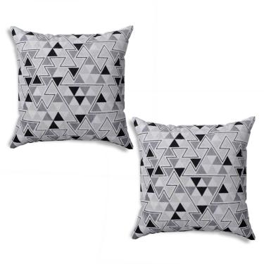 Imagem de Kit 02 Capas para Almofada Tecido Estampado Triângulo Preto e Branco D96 42x42 cm - D'Rossi