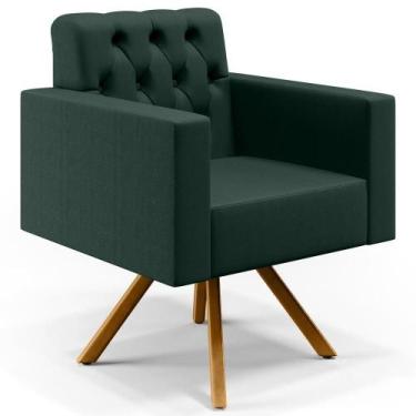 Imagem de Poltrona Giratória Manu L02 Capitonê Linho Verde Musgo - LYAM DECOR