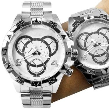 Imagem de Relogio masculino prova dagua aço inoxidavel prata + aço inox grande casual social original-Masculino