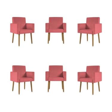 Imagem de Kit 06 Cadeiras Poltronas Decorativa - Escritório - Recepção Cor:rosa