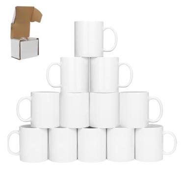 Imagem de SIGNZWORLD Canecas de sublimação, canecas de sublimação em branco 325 ml para vinil, canecas de café de sublimação caneca de café de cerâmica com alça grande copo de cerâmica revestido branco com