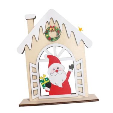 Imagem de Bothyi Decoração de mesa de Natal, enfeite de madeira, suprimentos para festa, placa de mesa, placa gravada, casa para lareira, prateleiras, fazenda, Papai Noel