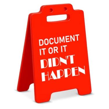 Imagem de Decoração engraçada de mesa de escritório HR Documento It or It Didn't Happen Placa de mesa Cubículo Decorações Humor Presente de Escritório para Colegas de Recursos Humanos Colegas de Trabalho