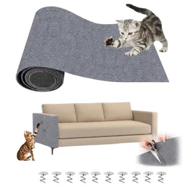 Imagem de Tapete Extra Grande para Arranhar Gatos,Tapete para Arranhars Gato de 300x40cm,Arranhador de Parede para Gatos,Protetor de Móveis,Protetor de Sofá da Cat Claws (Cinza)